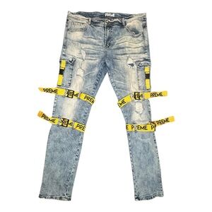 PREME Black Cargo Skinny Stretch Jean. Sz: 40x34